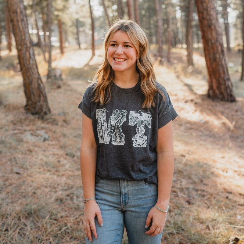 MT Outdoor Ladies Relaxed Tee - Washed Black - The Montana Scene