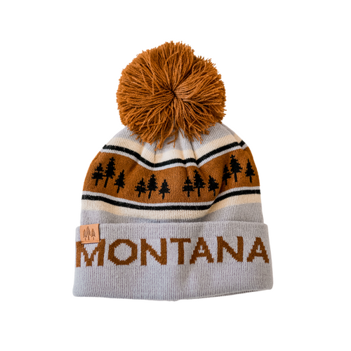 Montana 3 Tree Kids Beanie - Grey/Brown - The Montana Scene