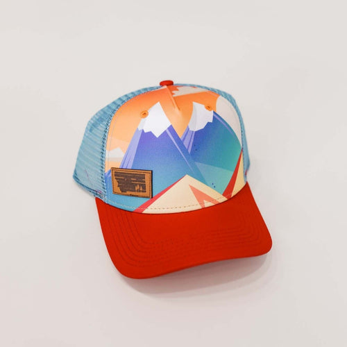 Primary Mountains Kids Trucker - Red/Blue - The Montana Scene