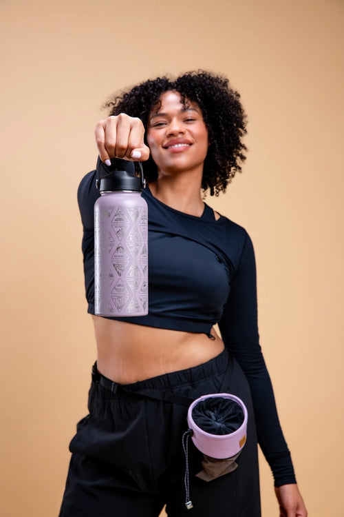 The Original Parks of the USA Bucket List Water Bottle 32oz - Black/Frosty Lilac