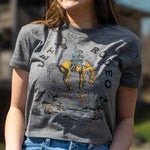 Let's Rodeo Ladies Crop Tee - Dark Heather Grey - The Montana Scene