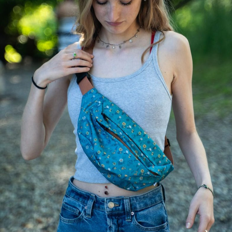 Belt Bag - Spring Floral Teal - The Montana Scene