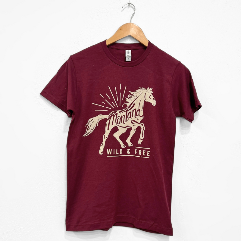Wild & Free Unisex Tee - Burgundy - Discontinued
