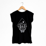 Take Me To The Wildflowers Ladies Rolled Sleeve - Black - The Montana Scene