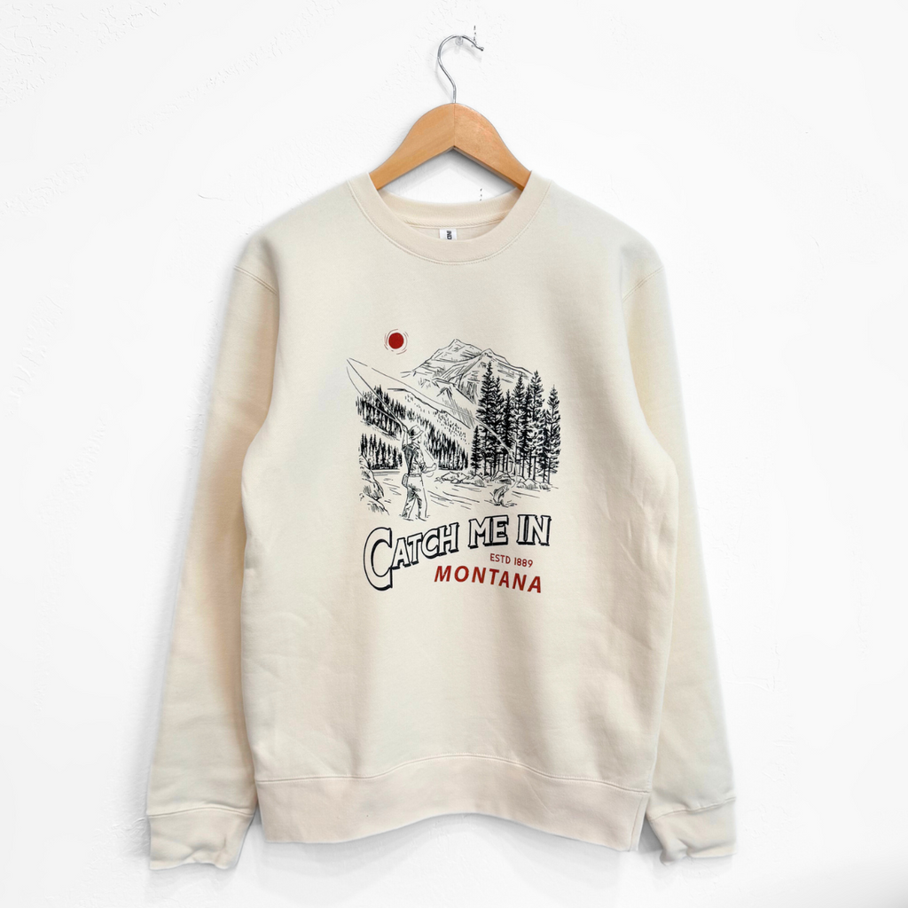 Catch Me In Montana Unisex Pullover - Bone - The Montana Scene