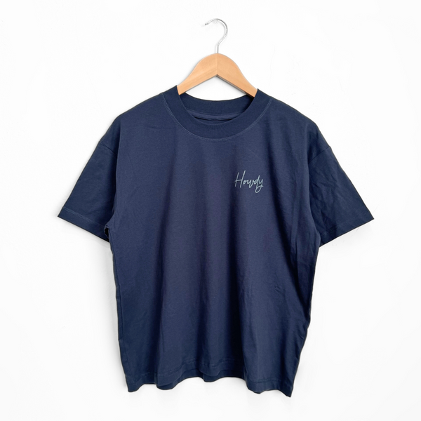 Howdy Unisex Boxy Tee - Denim - The Montana Scene