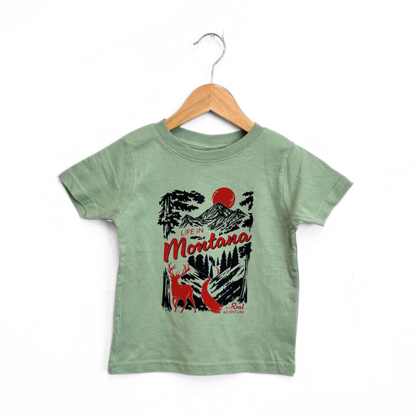 Life in Montana is an Adventure Toddler Tee- Sage - The Montana Scene