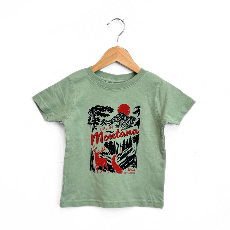 Life in Montana is an Adventure Toddler Tee- Sage