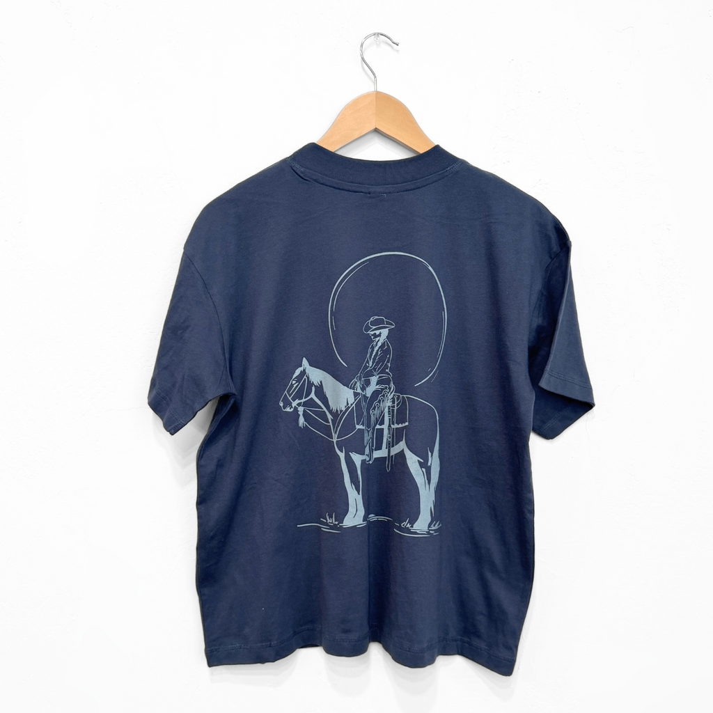 Howdy Unisex Boxy Tee - Denim - The Montana Scene