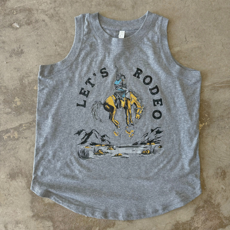 Let's Rodeo Ladies Tank - Granite Heather - The Montana Scene