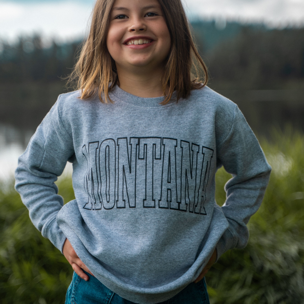 Montana Kids Pullover - Heather Grey - The Montana Scene