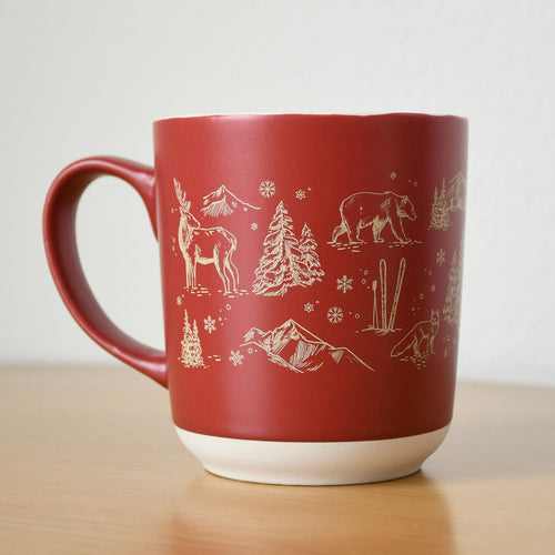 Montana Winter Wilderness 15oz Mug - Red
