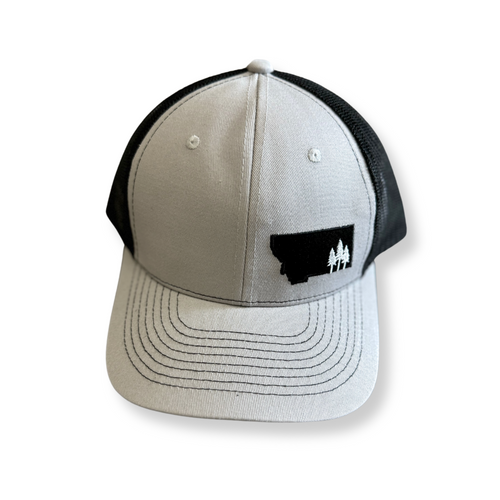 Montana Scene Tree Trucker - Light Grey - The Montana Scene