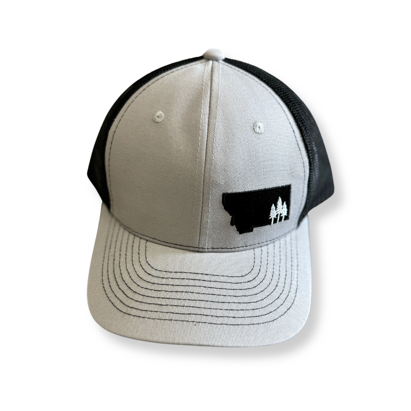 Montana Scene Tree Trucker - Light Grey - The Montana Scene