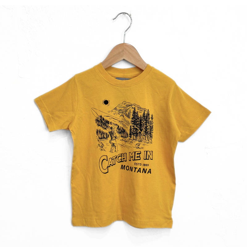 Catch Me In Montana Toddler Tee - Mustard