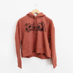 Mountain Sketch Ladies Crop Hoodie - Desert Rose - The Montana Scene