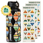 The Original Parks of the USA Bucket List Water Bottle 32oz - Black/Frosty Lilac