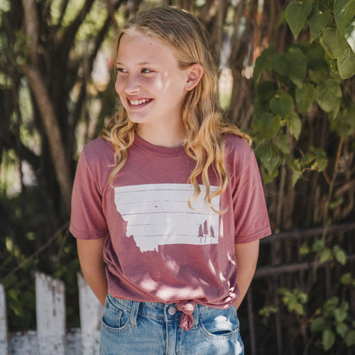 Montana Trees Kids Tee - Mauve - The Montana Scene