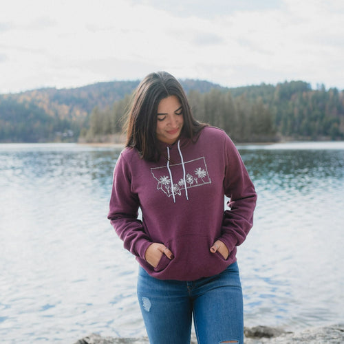 Montana Wildflower Hoodie - Heathered Maroon - The Montana Scene