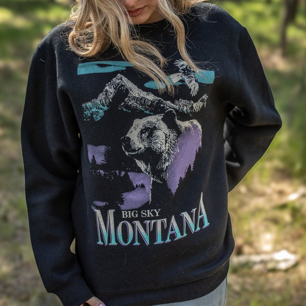 montana retro bear pullover