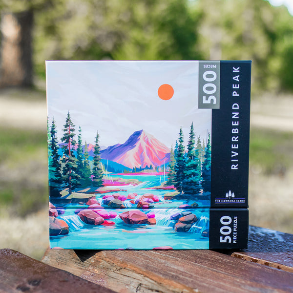 Riverbend Peak 500-piece jigsaw puzzle by The Montana Scene