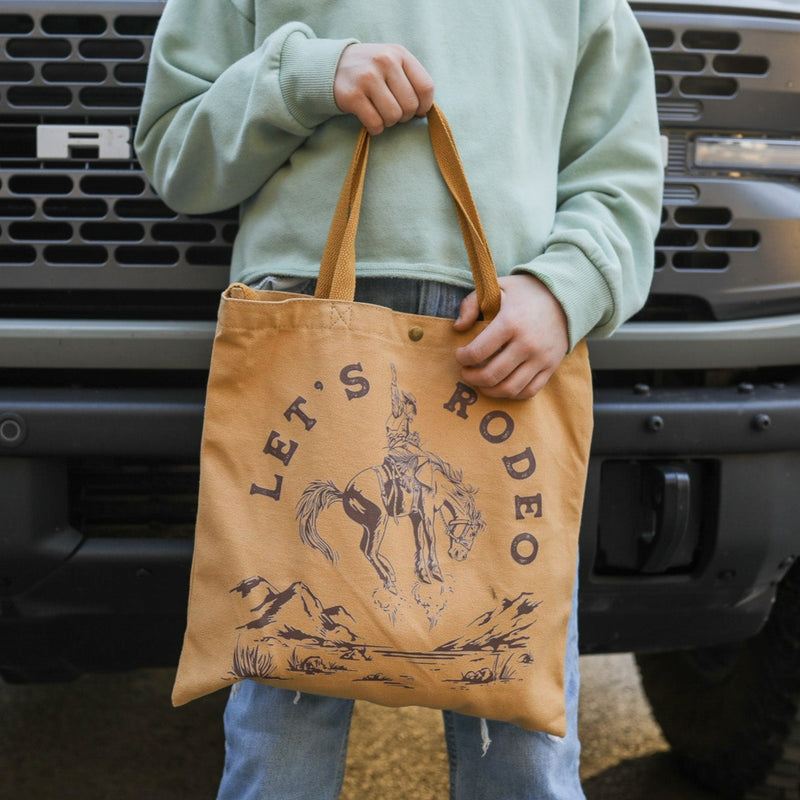 Let's Rodeo Canvas Tote Bag - Mustard