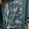 green long sleeve with montana winter theme graphic design