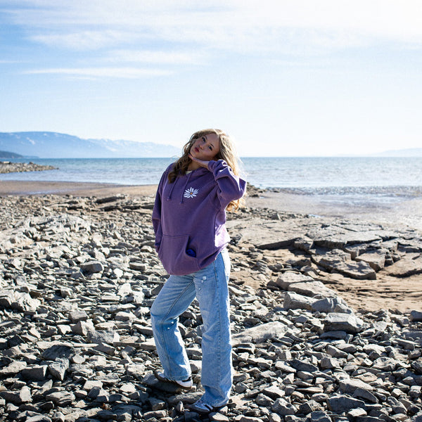 floral graphic hoodie lavender
