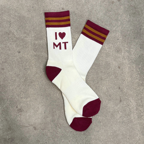I Heart MT Unisex Socks - Black/Maroon