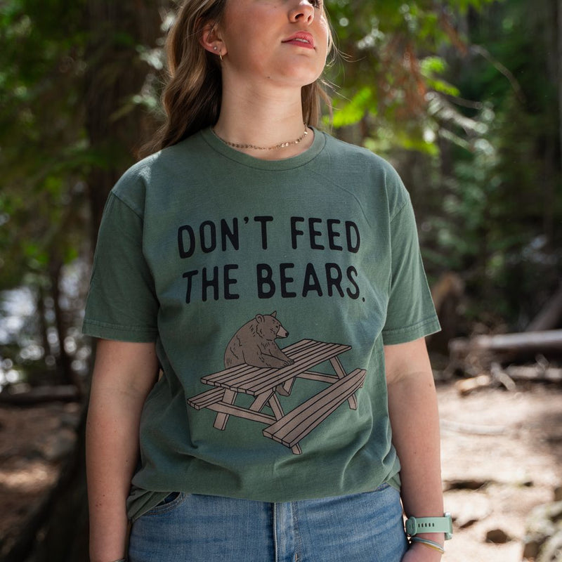 Don't Feed the Bears Unisex Tee - Washed Royal Pine - The Montana Scene