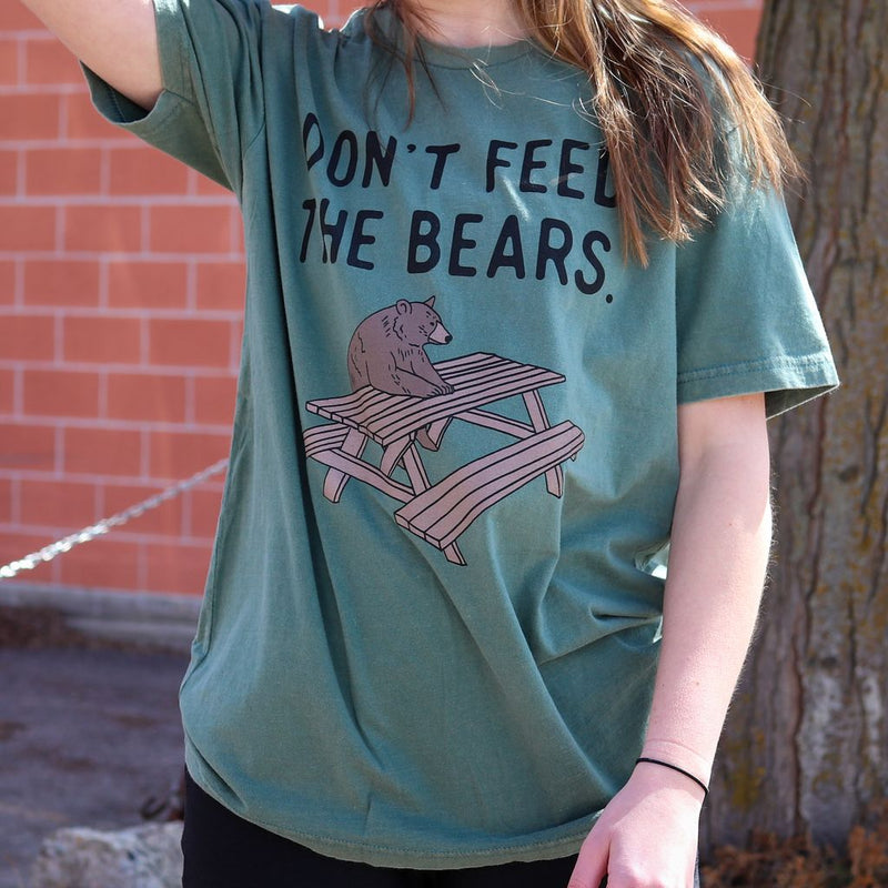 Don't Feed the Bears Unisex Tee - Washed Royal Pine - The Montana Scene