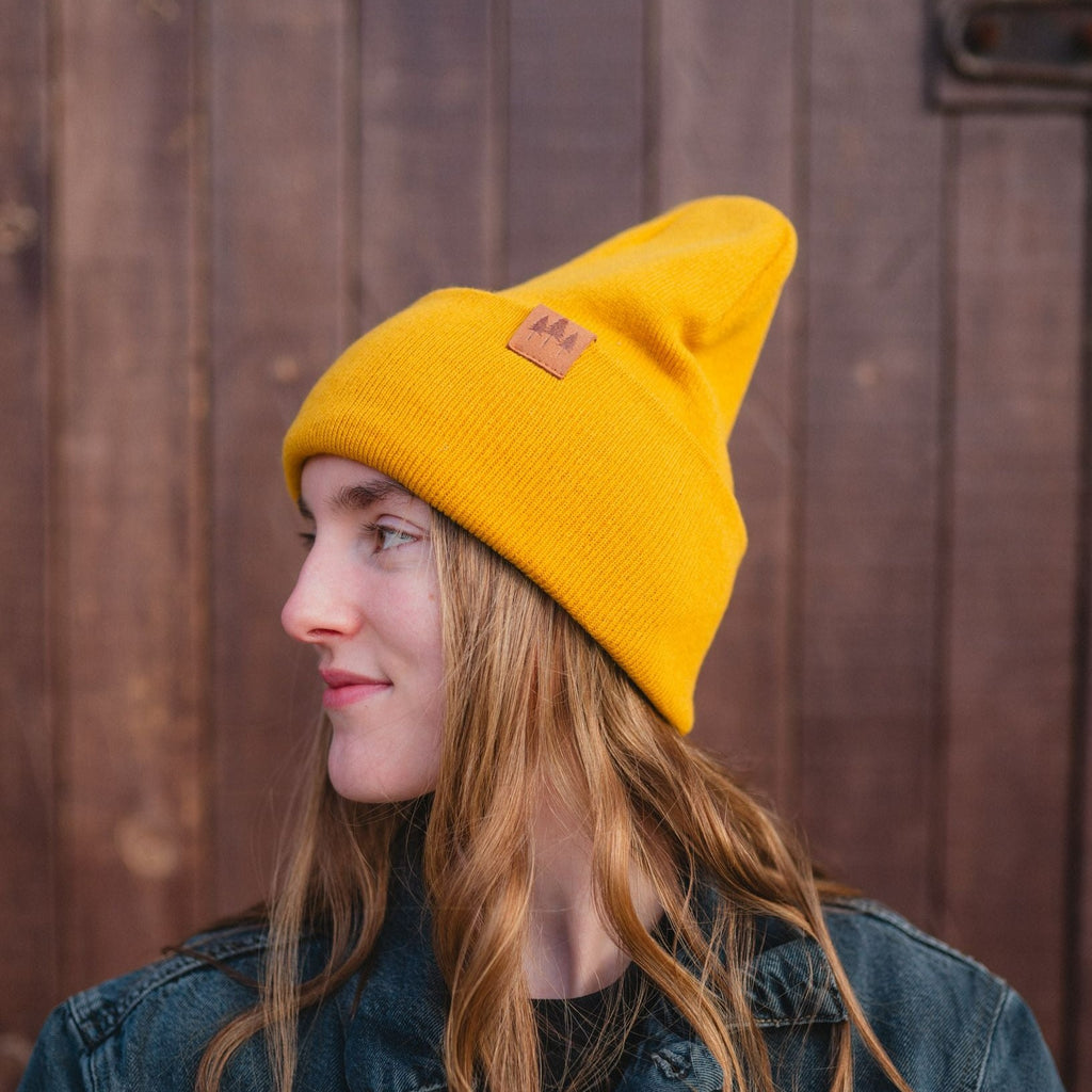Three Tree Foldover Beanie - Mustard - The Montana Scene