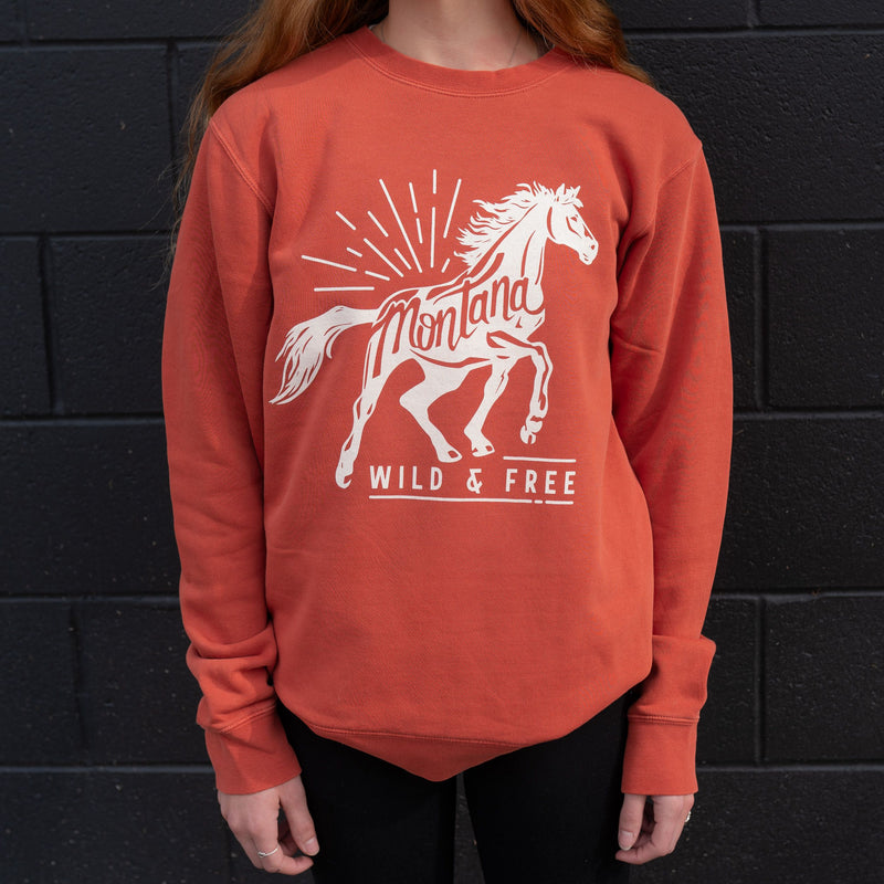 Wild & Free Unisex Pullover - Pigment Amber - The Montana Scene