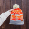Winter Sunset Pom Beanie - Orange/Violet - The Montana Scene