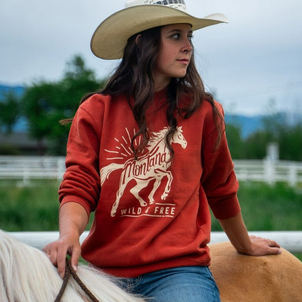 Wild & Free Unisex Pullover - Pigment Amber - The Montana Scene