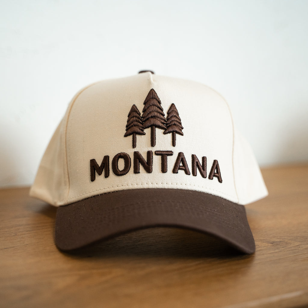 Montana Three Tree Embroidered Trucker - Brown - The Montana Scene