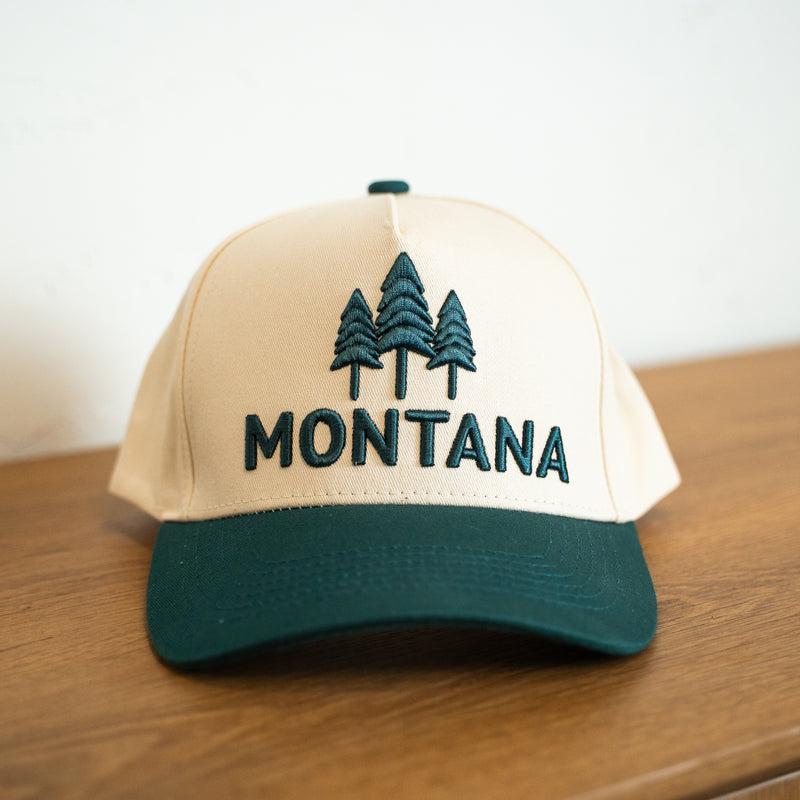Montana Three Tree Embroidered Trucker - Pine
