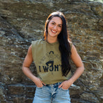 The Hell I Won't Muscle Tee - Faded Army