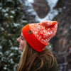 Daisy Fold Over Beanie - Orange/Black - The Montana Scene