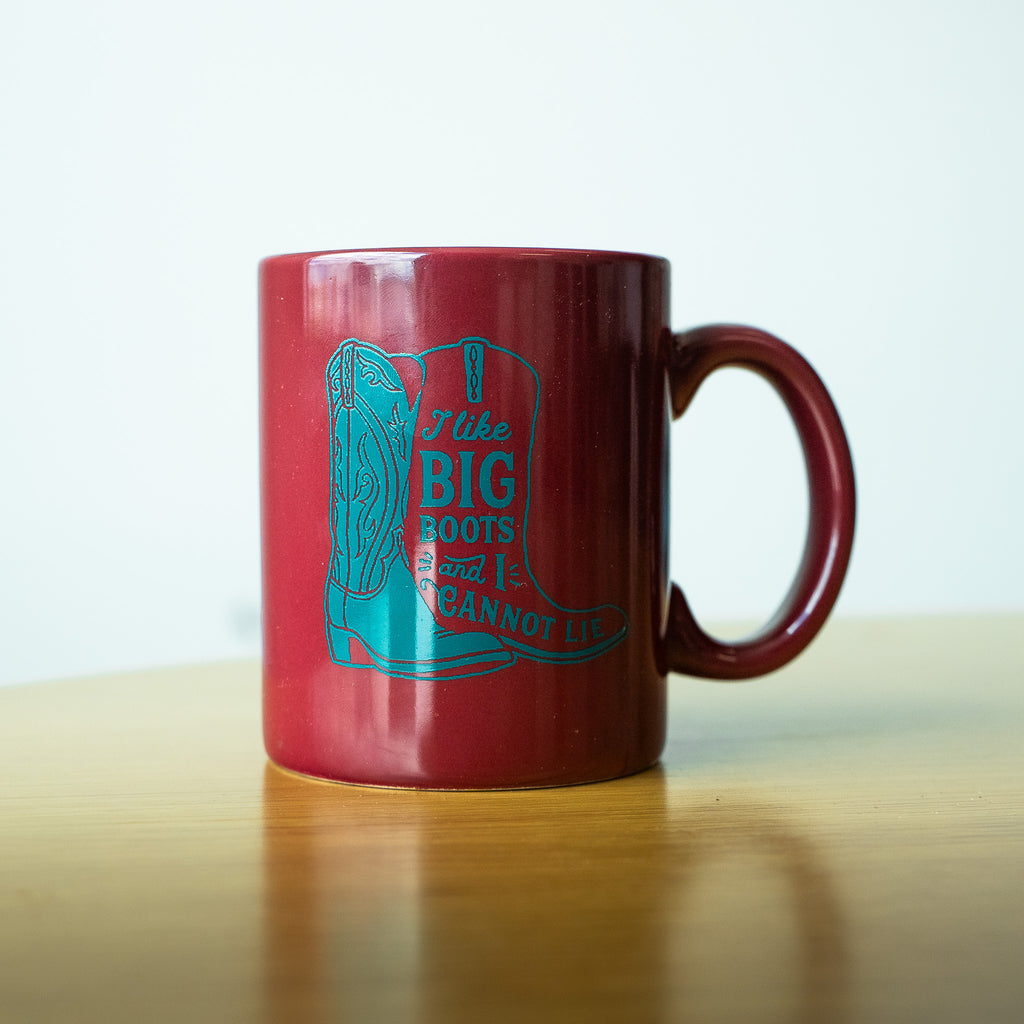 I Like Big Boots Mug - Maroon- Discontinued - The Montana Scene
