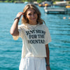 Just Here For The Mountains Ladies Boxy Tee - Creme - The Montana Scene