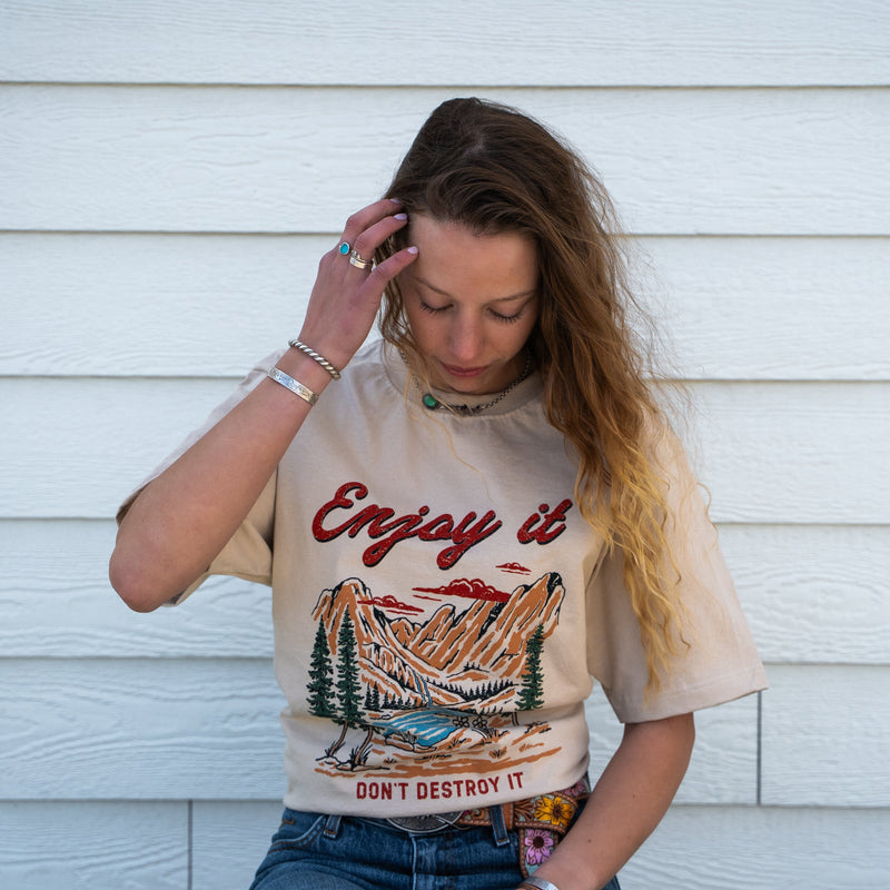 Enjoy It Don't Destroy It Unisex Tee - Sand - The Montana Scene