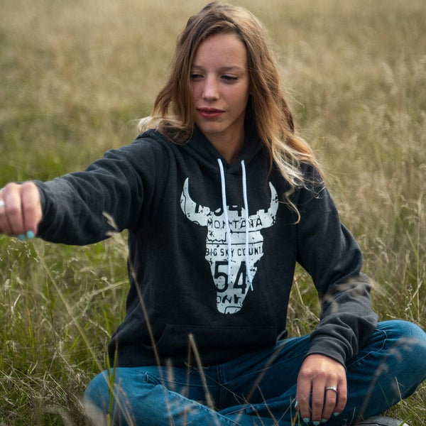 Skull Fleece Hoodie Unisex - Charcoal - The Montana Scene