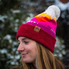 Mountains Pom Beanie - Berry/Navy - The Montana Scene