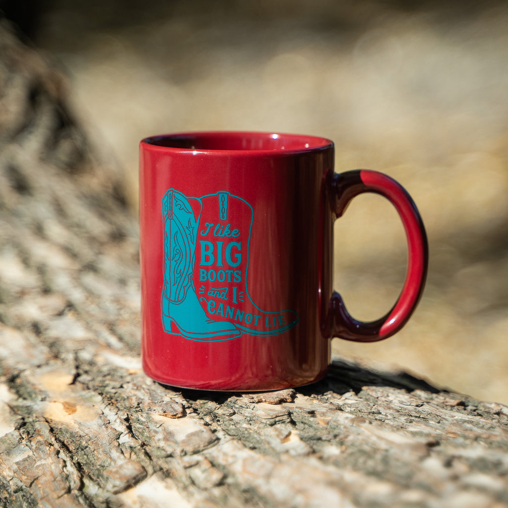 I Like Big Boots Mug - Maroon- Discontinued - The Montana Scene