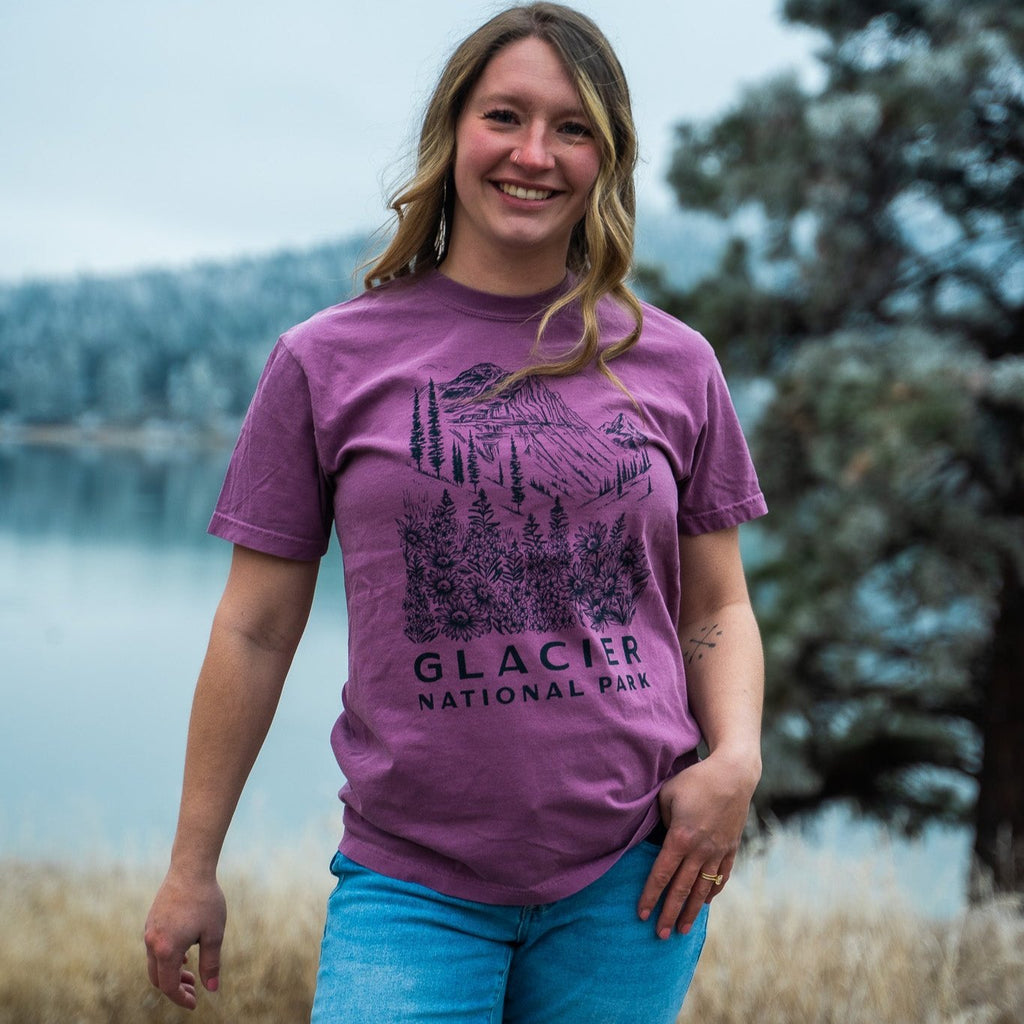 Glacier National Park Unisex Tee - Berry - The Montana Scene