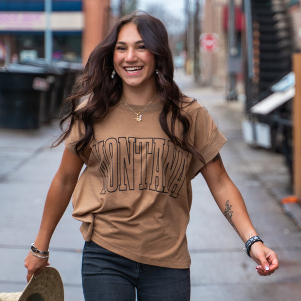 Montana Ladies Relaxed Tee - Washed Coyote Brown - The Montana Scene
