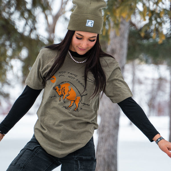 Not Tame Bison Unisex Tee - Vintage Military Green - The Montana Scene