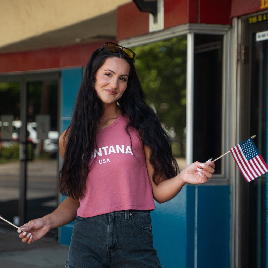 Montana USA Ladies Crop Tank - Paprika - The Montana Scene
