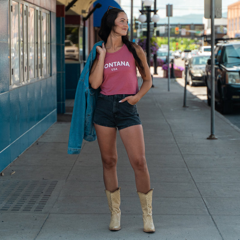 Montana USA Ladies Crop Tank - Paprika